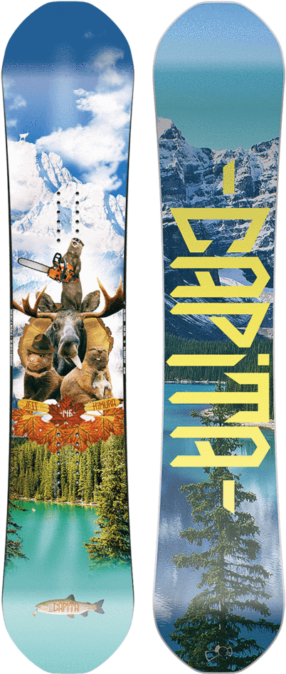 Mountain Wildlife Snowboard Design PNG