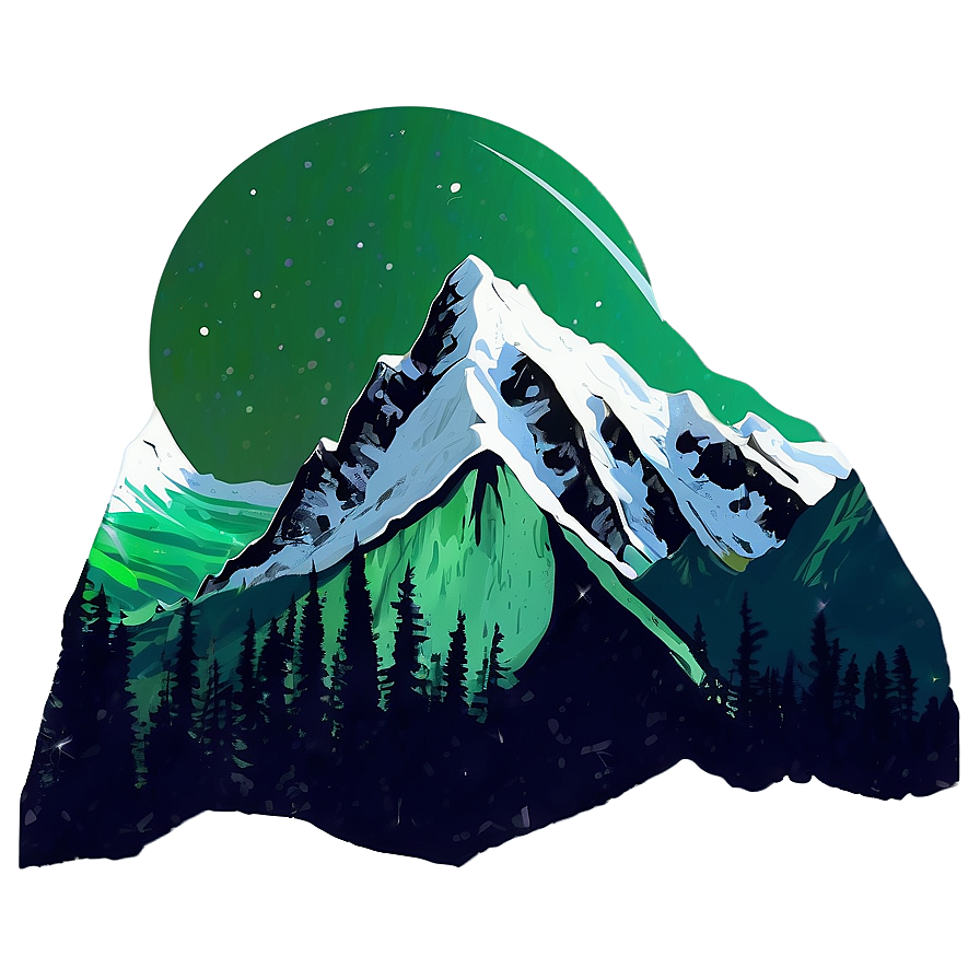 Mountain With Aurora Png Dgn97 PNG