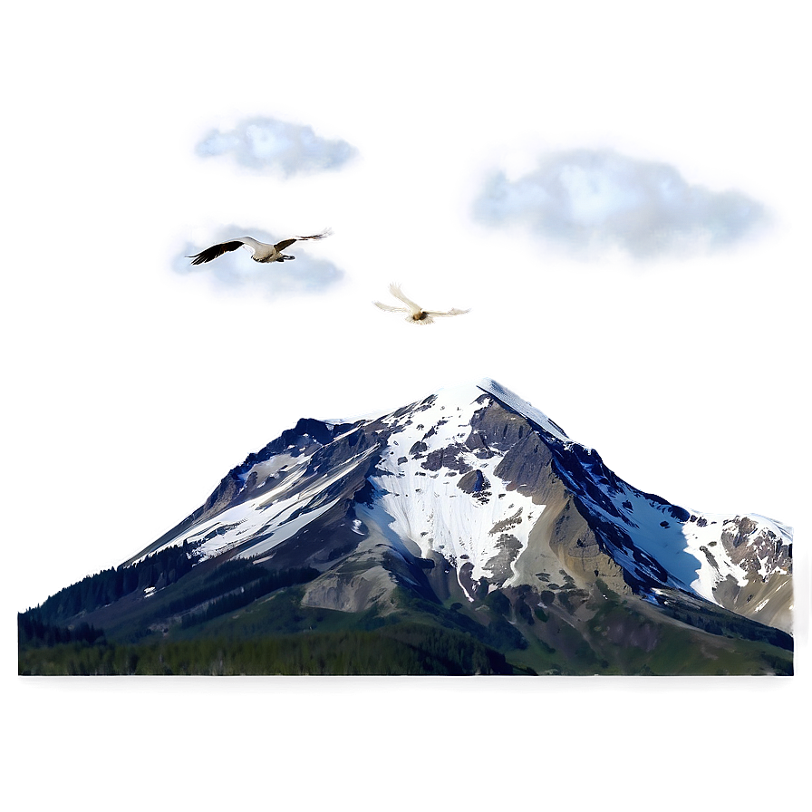 Mountain With Birds Png Rej45 PNG