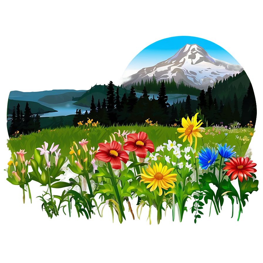 Mountain With Flowers Png 41 PNG