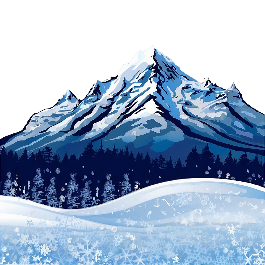 Mountain With Snowflakes Png 05032024 PNG