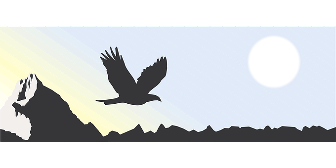 Mountain_ Silhouette_with_ Bird_and_ Sun SVG