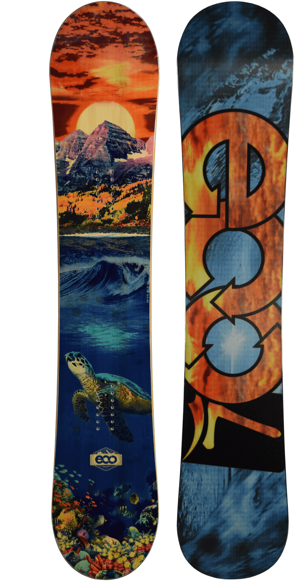 Mountainand Ocean Themed Snowboards PNG