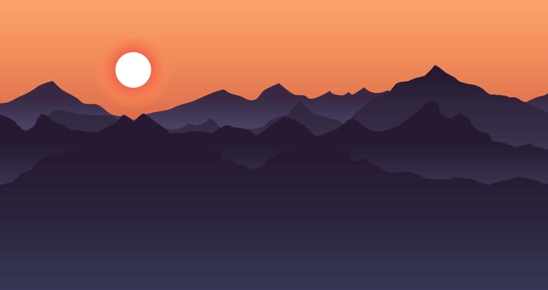 Mountains Sunset Silhouette Digital Art Wallpaper