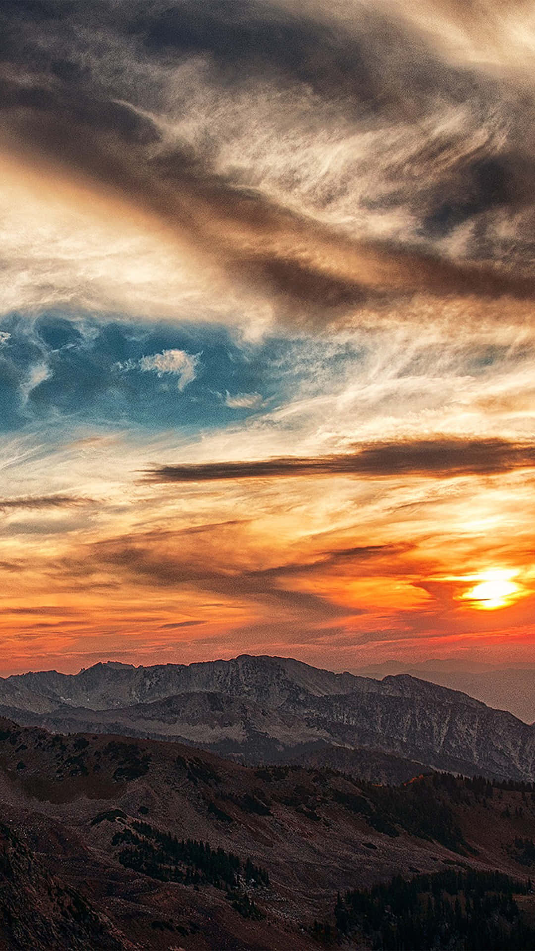 Mountains Sunset With Cloudy Sky Wallpaper