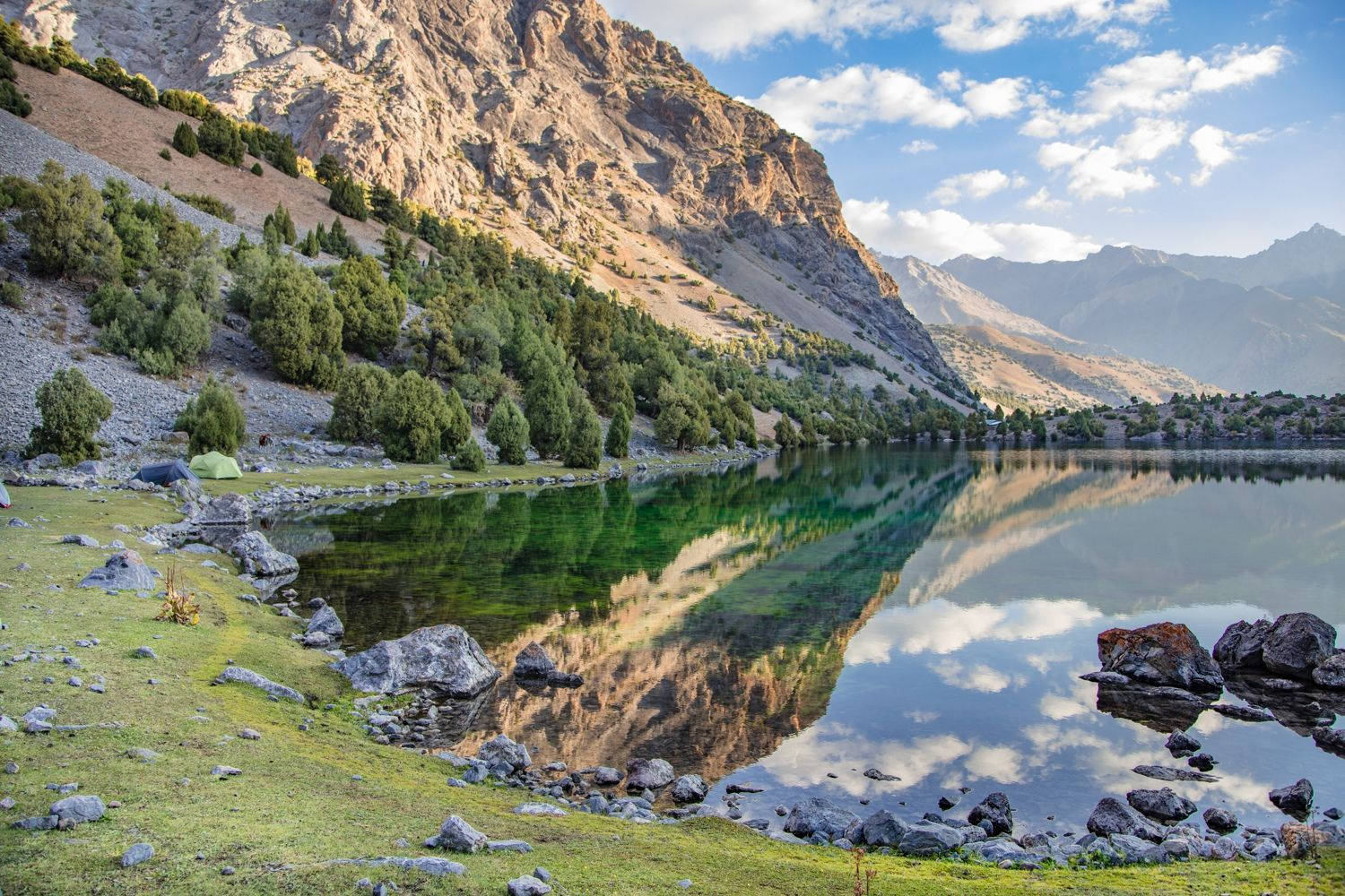 Mountains Trees Lake In Tajikistan Wallpaper