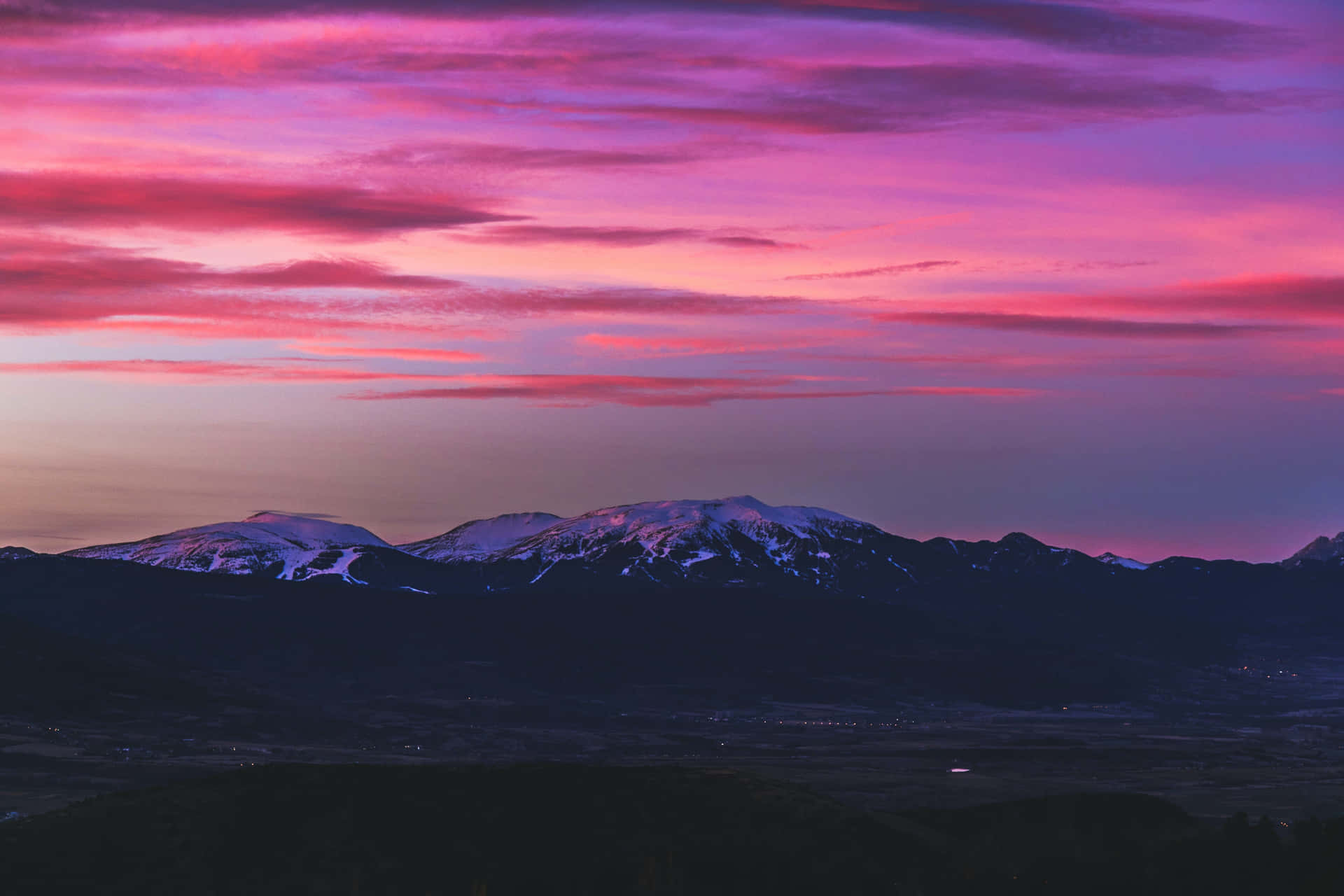 Mountains Under Pink Sky Picture