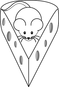 Mouse Cheese Wedge Illustration PNG