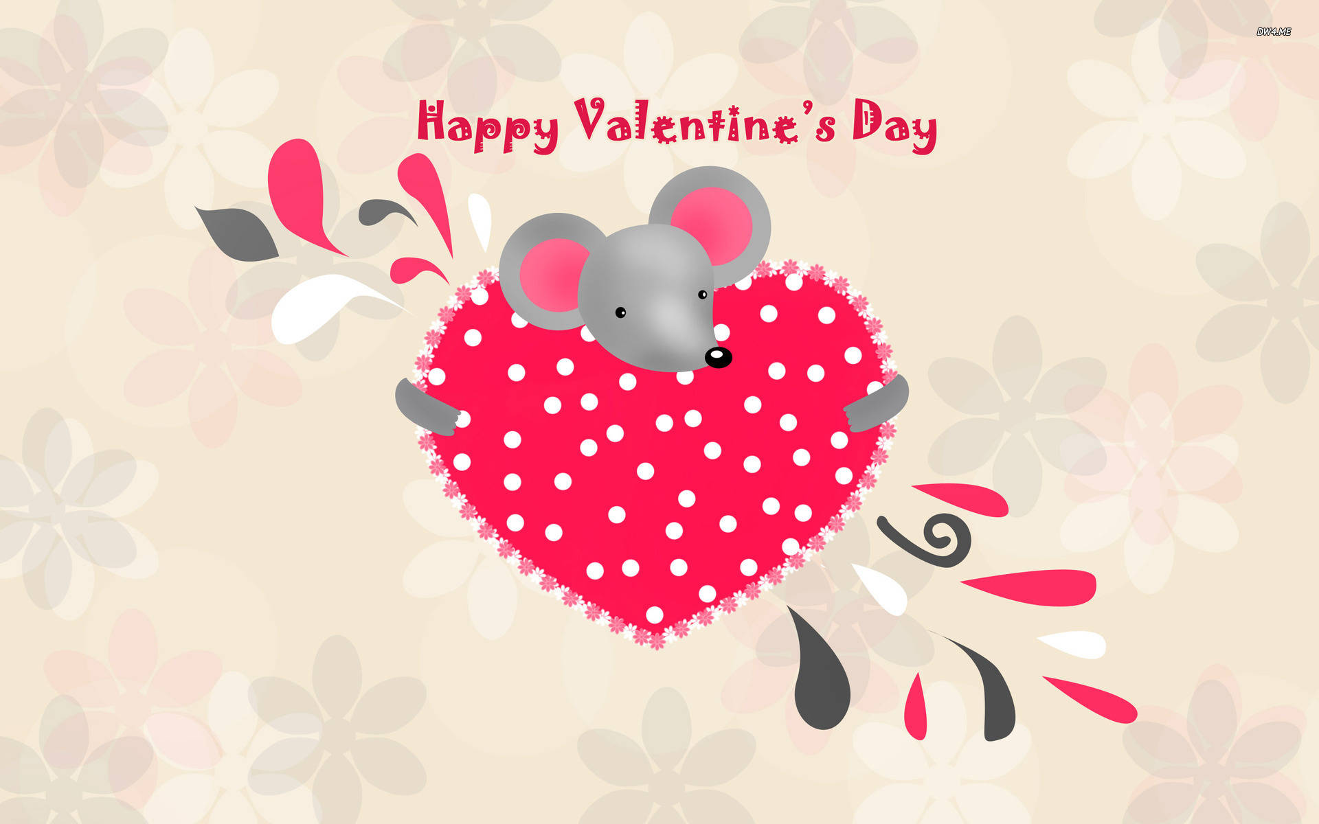Download Mouse Hugging Heart On Valentine's Day Wallpaper 