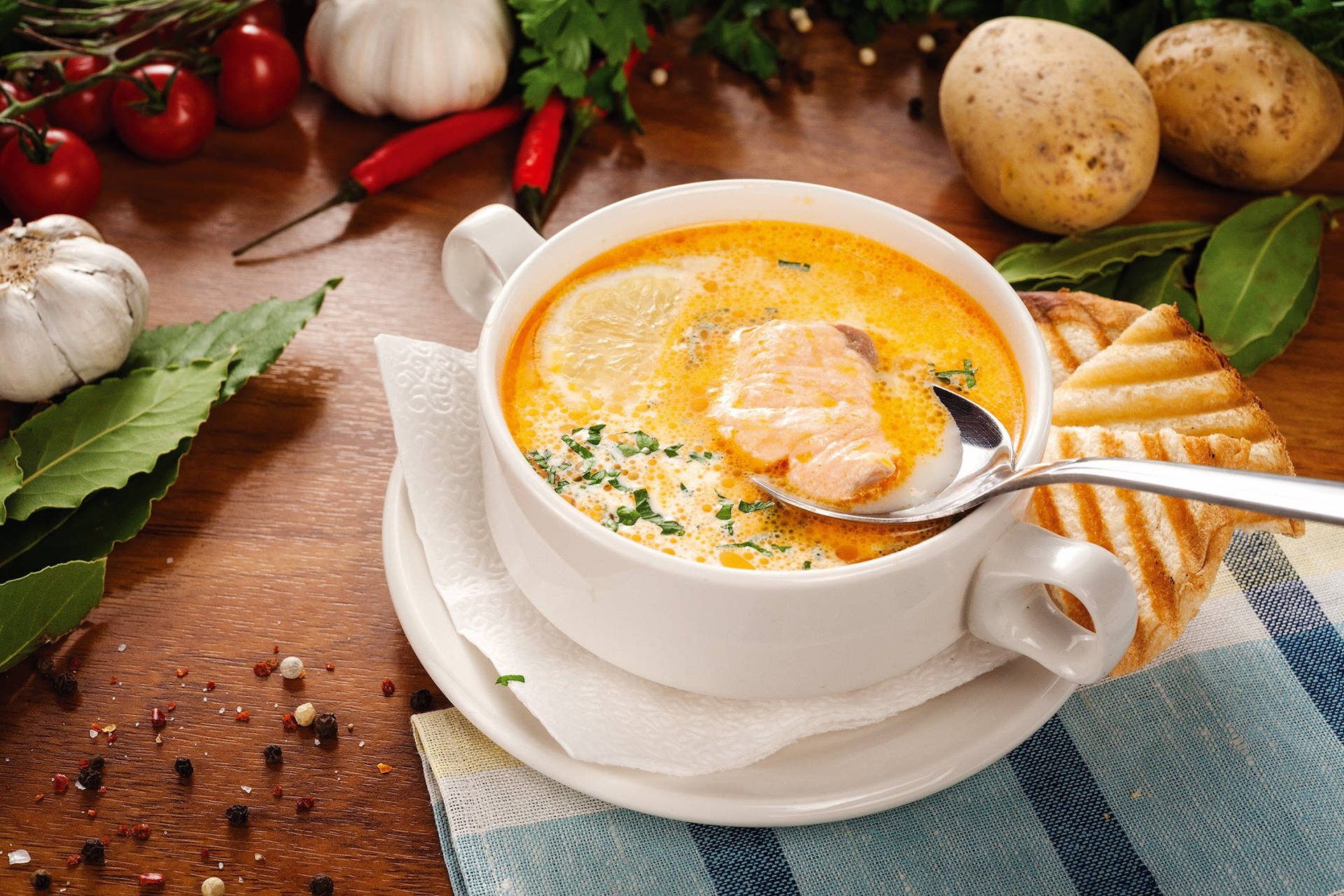 Mouthwatering Chunky Fish Soup Wallpaper