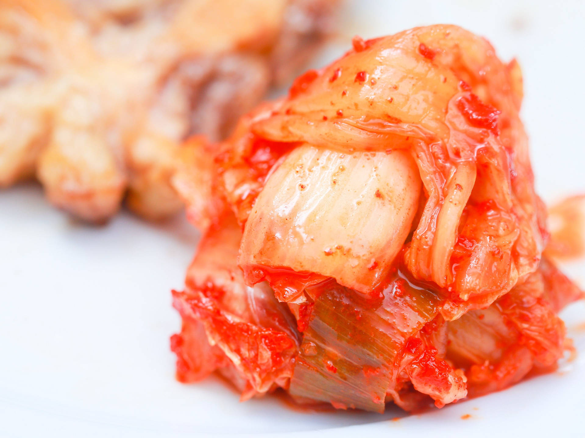 Mouthwatering Kimchi On White Plate Wallpaper