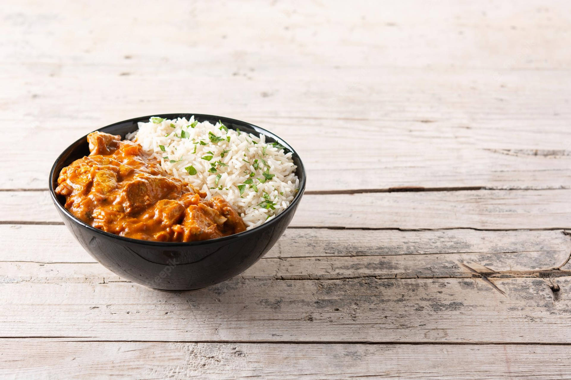 Mouthwatering Rice And Butter Chicken Wallpaper