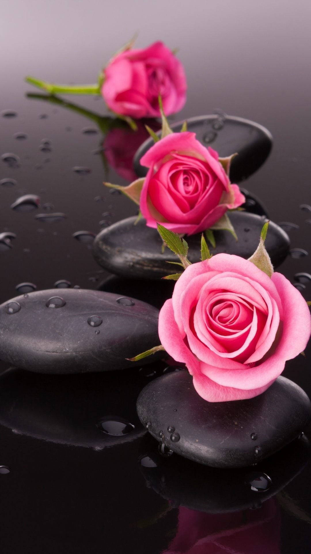 Móvel De Flores De Pedra Rosa E Pedra De Spa Papel de Parede