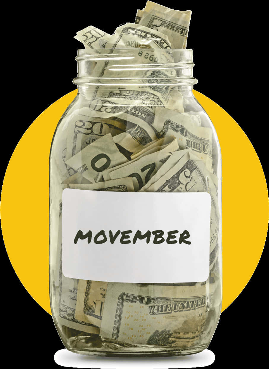 Movember Donation Jar Fullof Money PNG