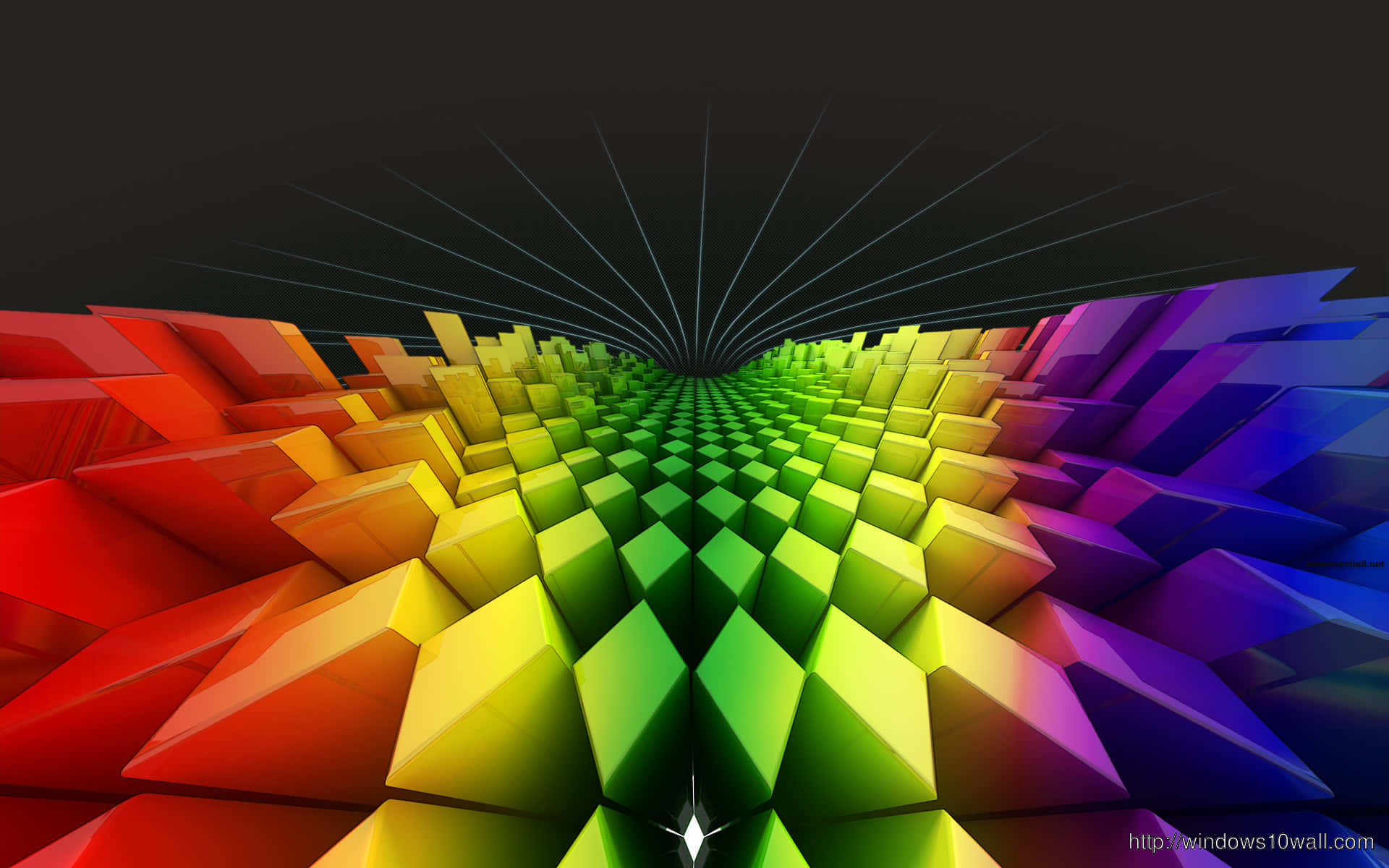 Unaimagen Abstracta Colorida De Un Cubo Con Colores Del Arcoíris. Fondo de pantalla