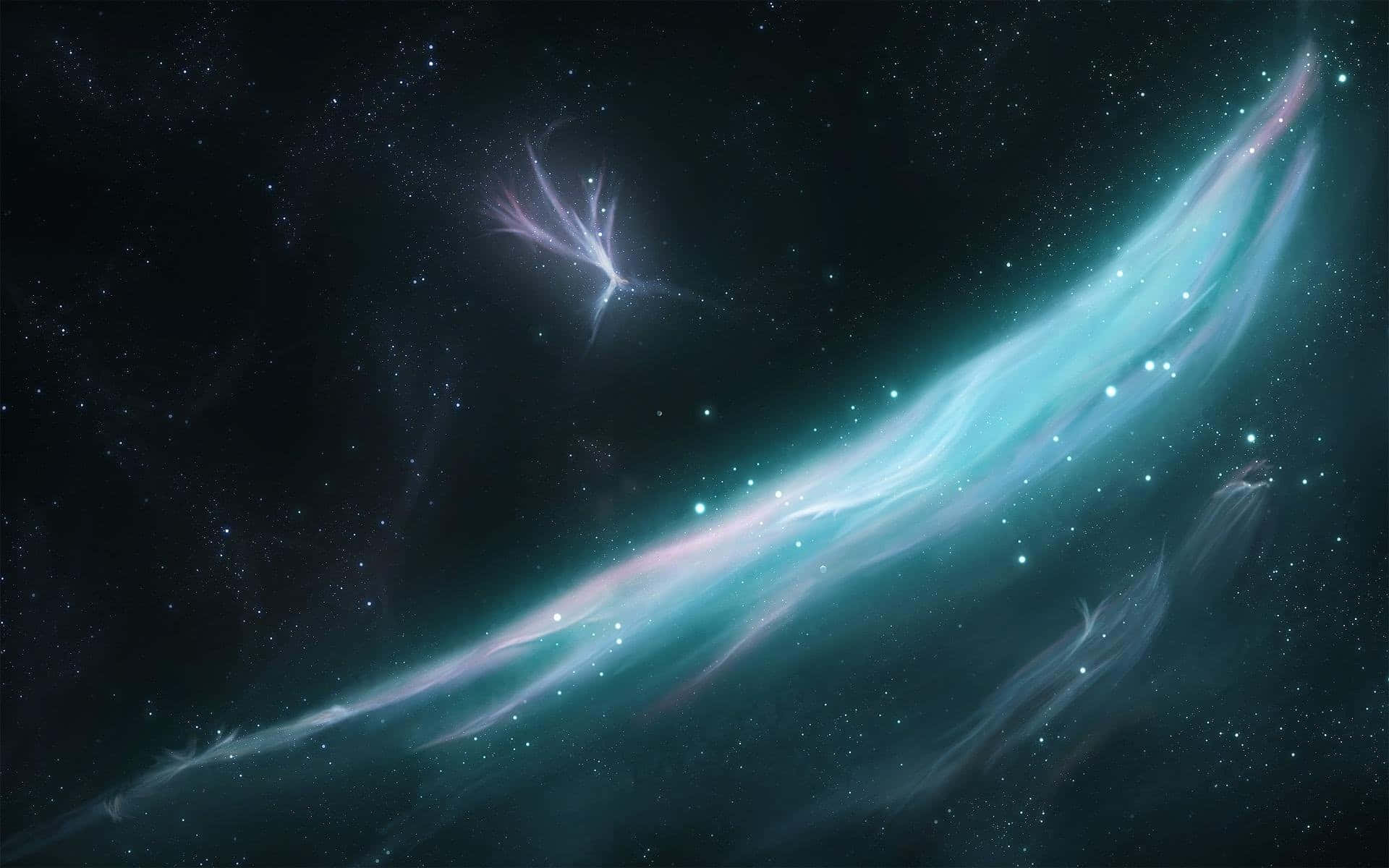 A Painting Of A Blue And Green Star In Space Wallpaper