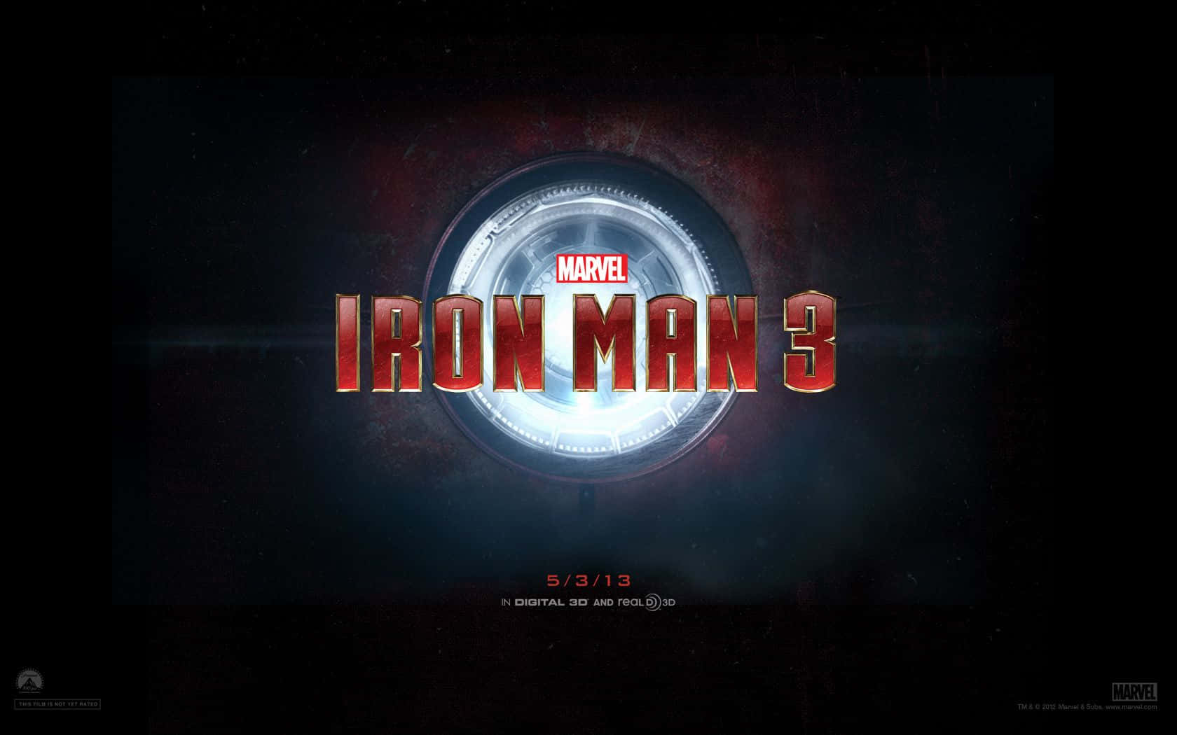 Iron Man 3-logo med en mørk baggrund