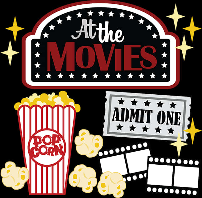 Movie Night Popcorn Clipart PNG