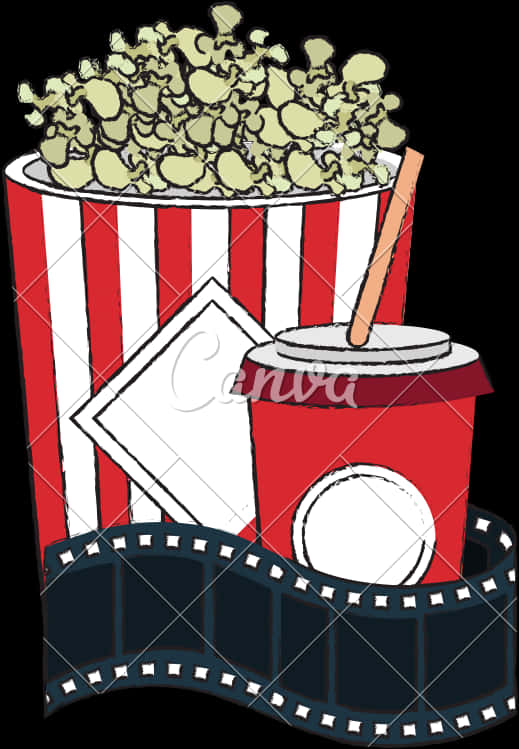 Movie Night Popcornand Drink Clipart PNG