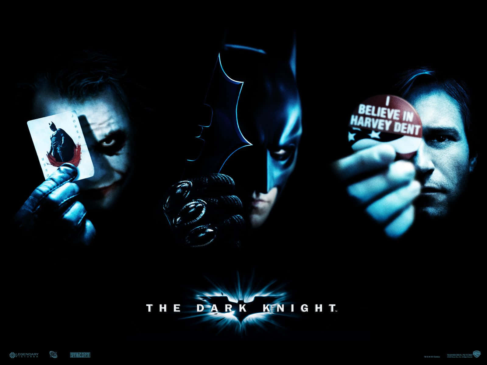 Denmörka Riddaren-affischen Med Batman, Joker Och En Joker