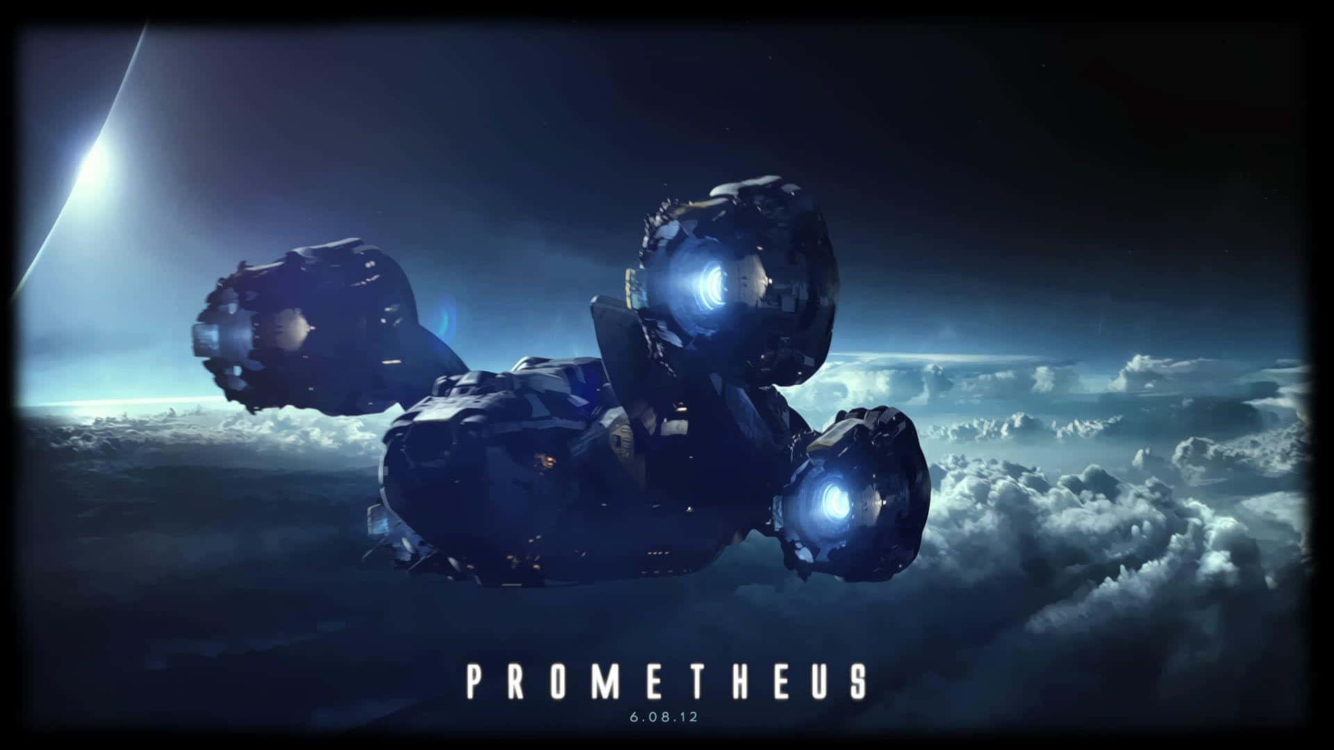 A Spaceship In The Sky With The Words Prometheus
