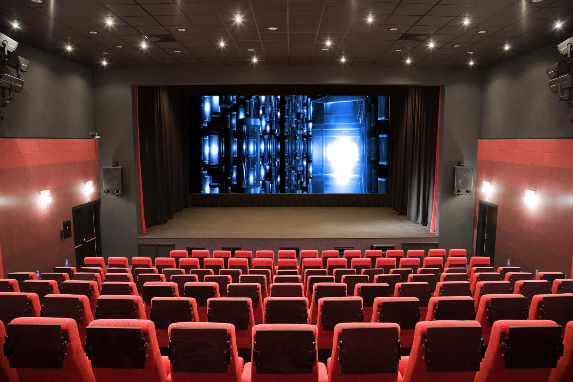 Large Screen And Stage Movie Theater Background