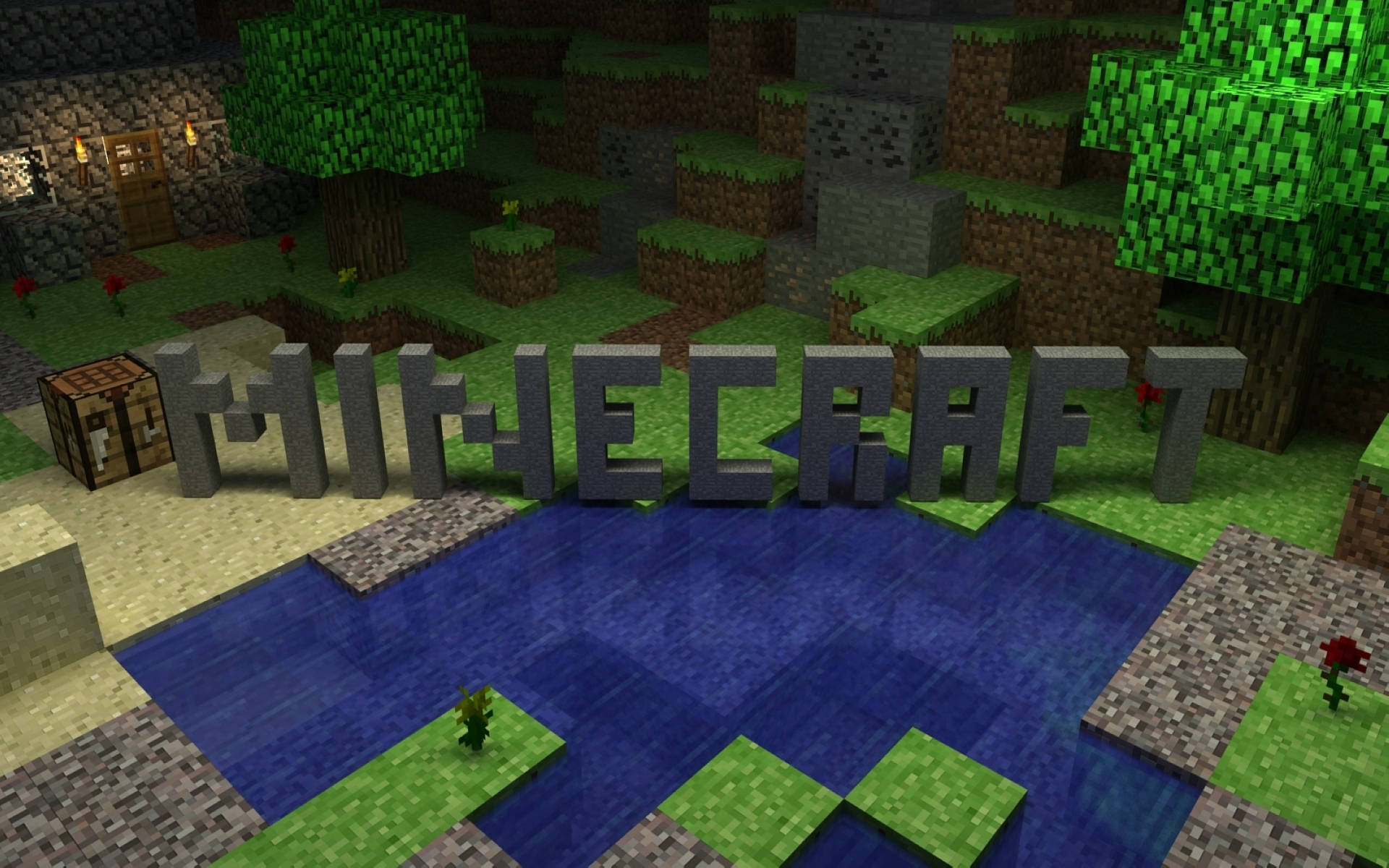 Moving Minecraft Block Letters Wallpaper