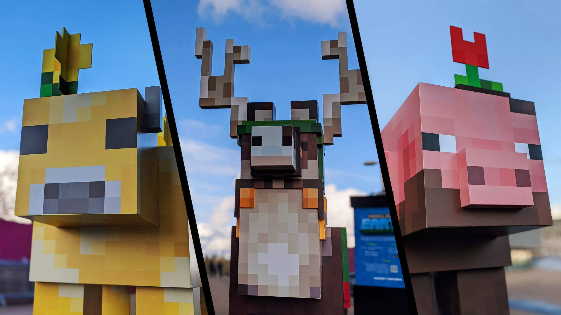 Flyt Minecraft Earth dyr for en levende, digital baggrund. Wallpaper