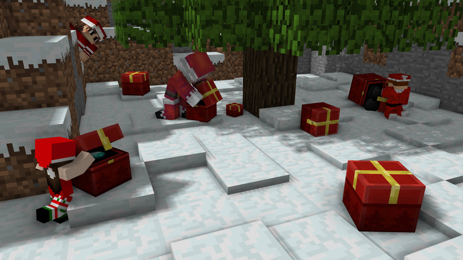 Moving Minecraft Merry Christmas Wallpaper