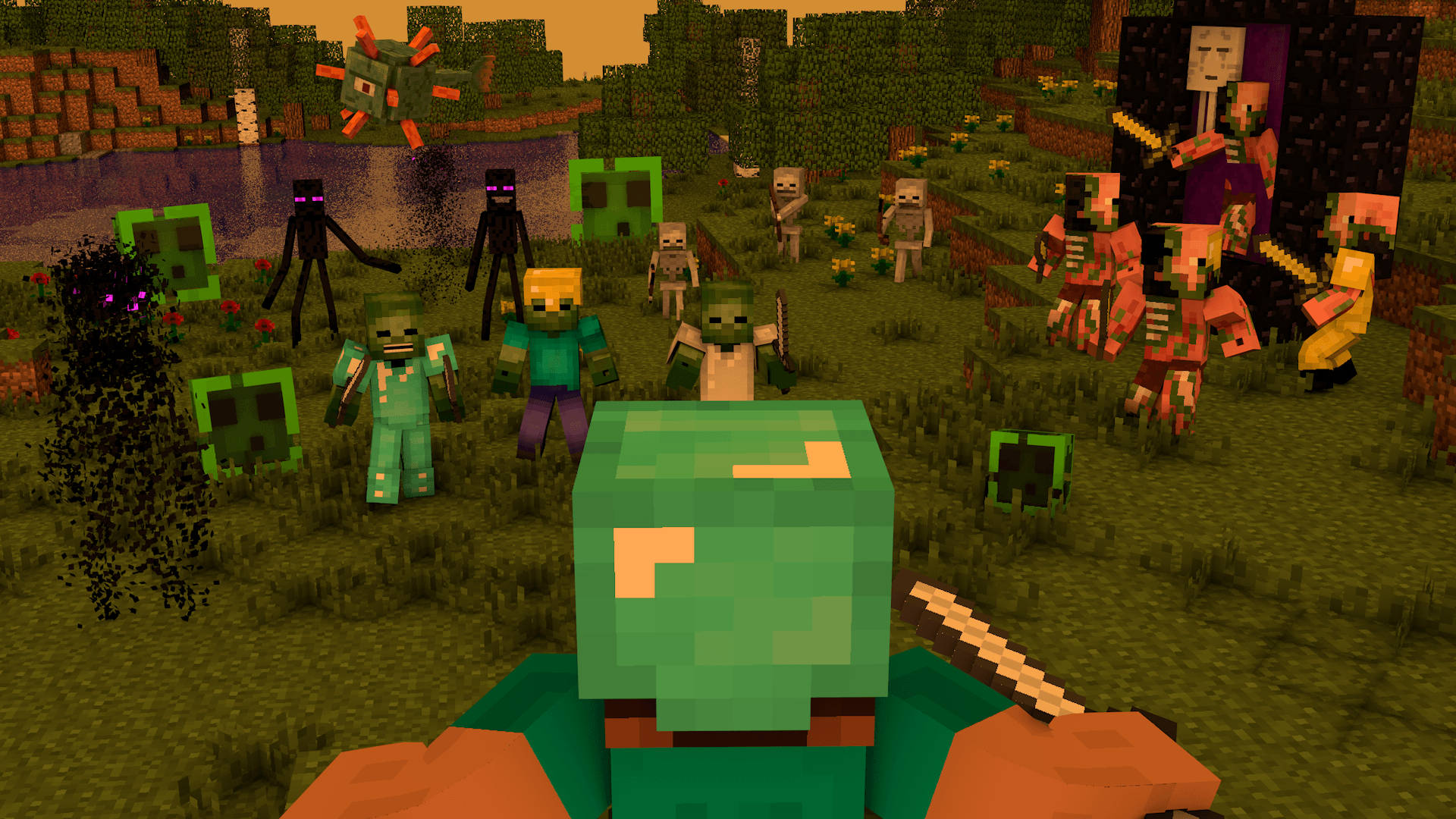 Moving Minecraft Monsters Wallpaper