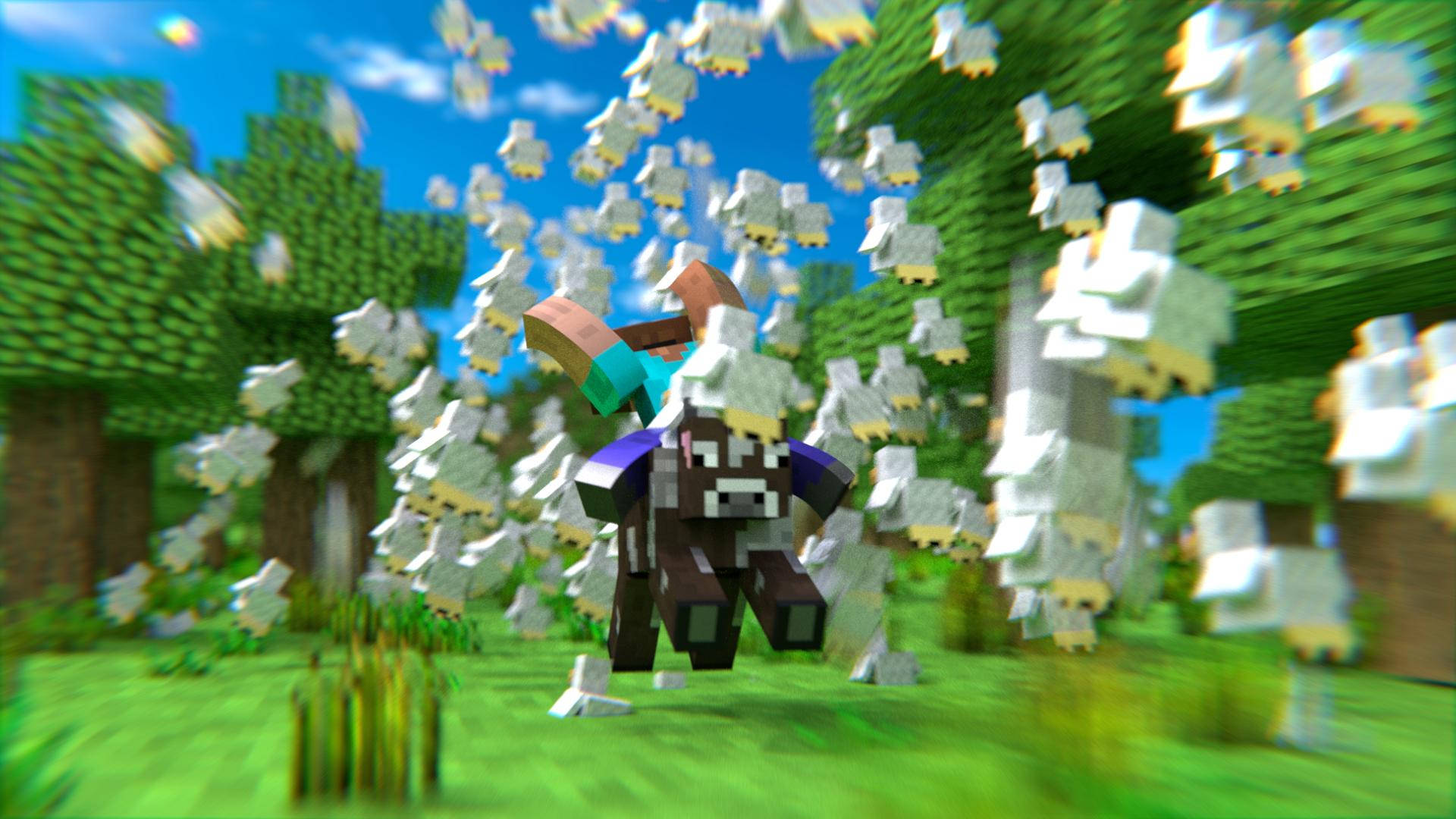 Moving Minecraft Steve With A Horse Background