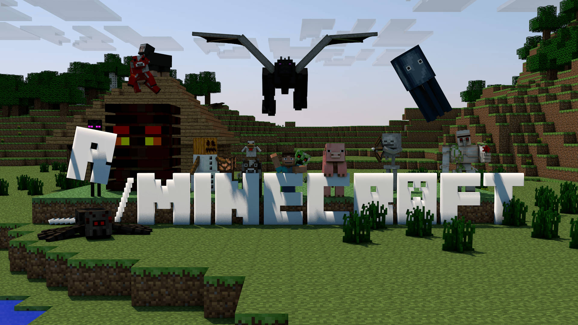 Moving Minecraft Welcoming Wallpaper