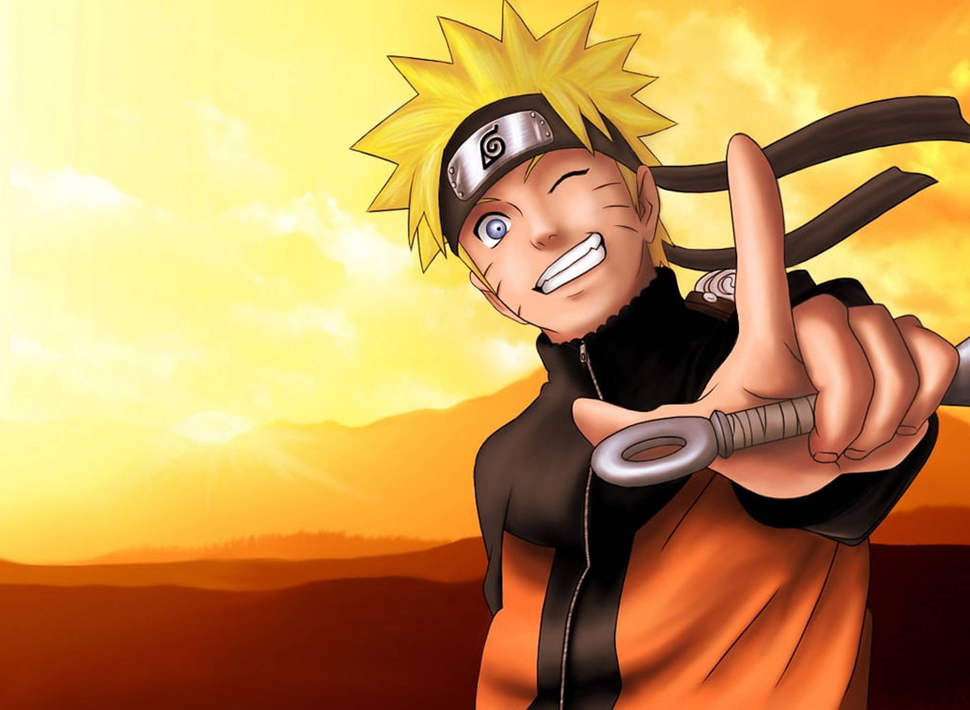 Moving Naruto L Sign Sunset Background