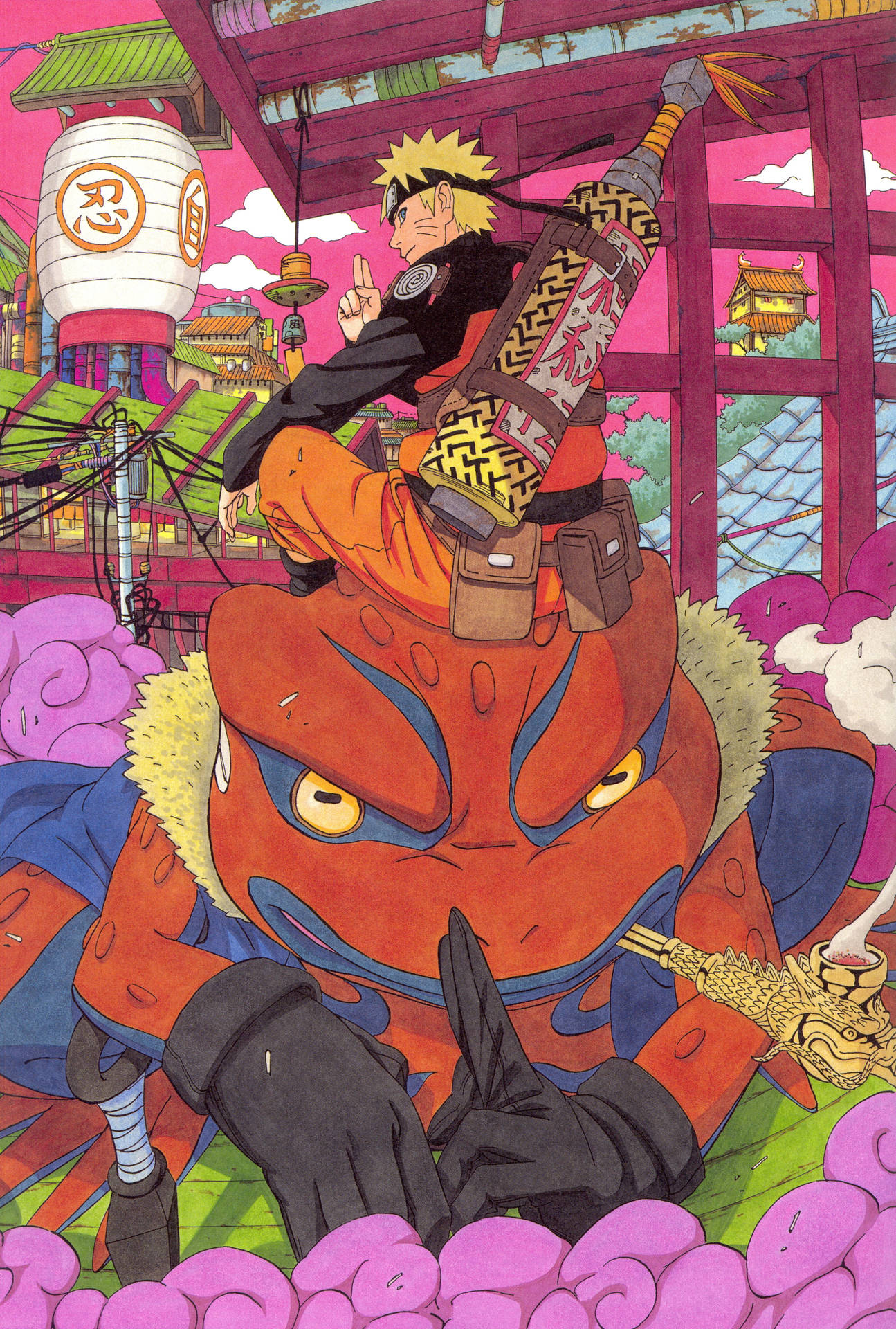 Flyvende Naruto Toad Gamamaru Kamaboko Tapet Wallpaper
