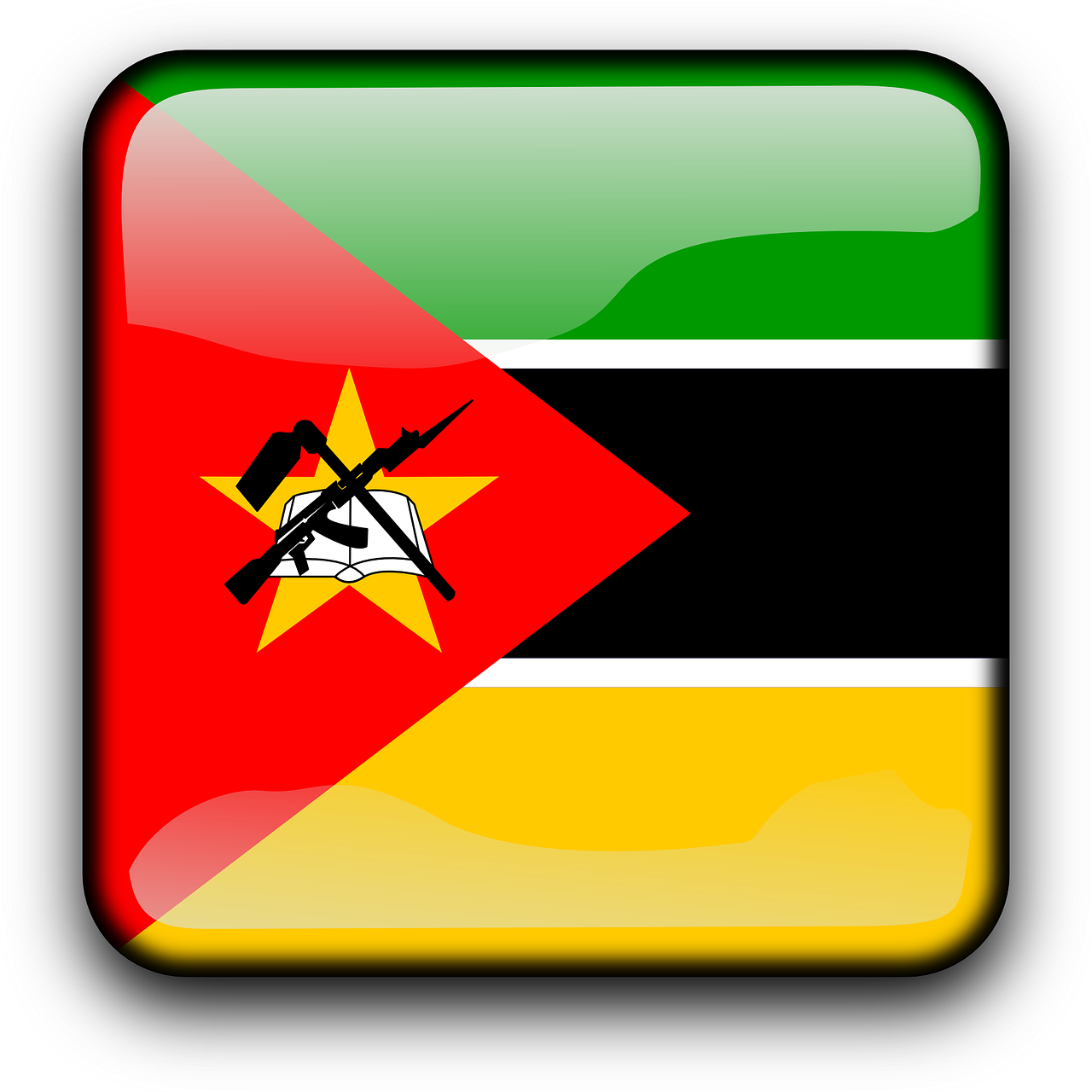 Mozambique Flag Button Graphic PNG