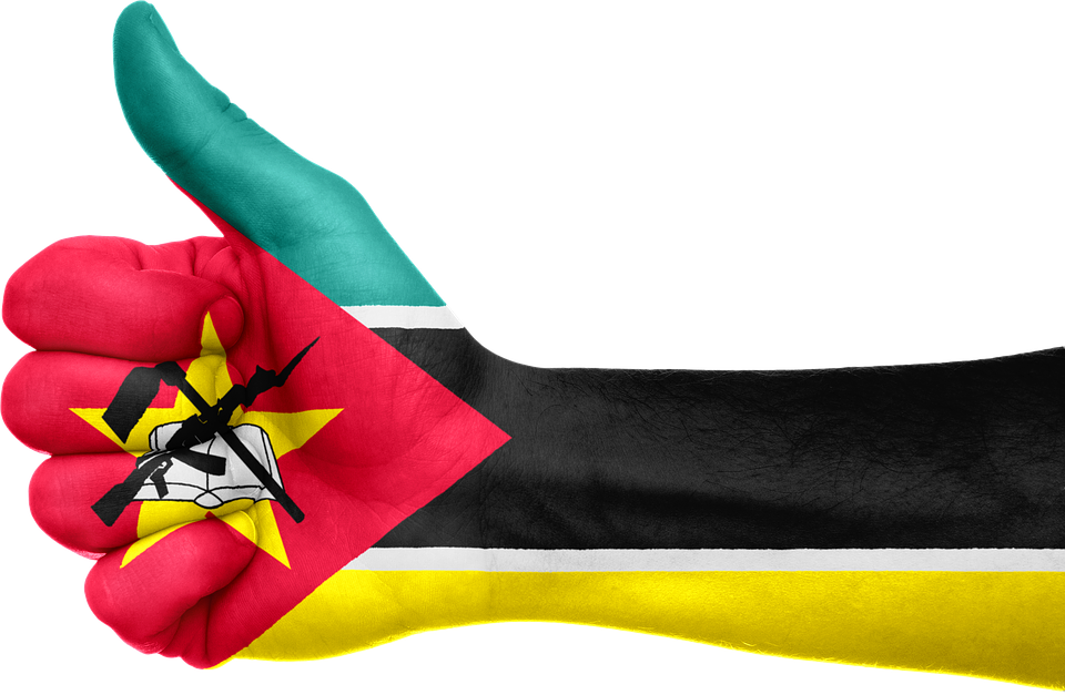 Mozambique Flag Painted Hand Gesture PNG