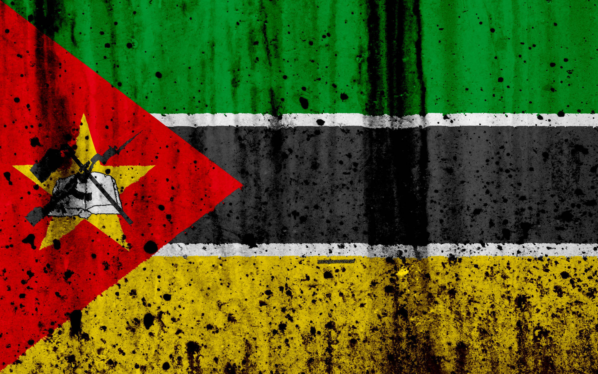 Banderade Mozambique Con Efecto De Salpicaduras Rugosas Fondo de pantalla