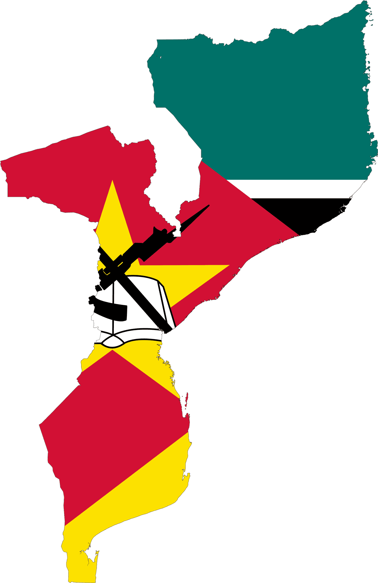 Mozambique Map Flag Overlay PNG