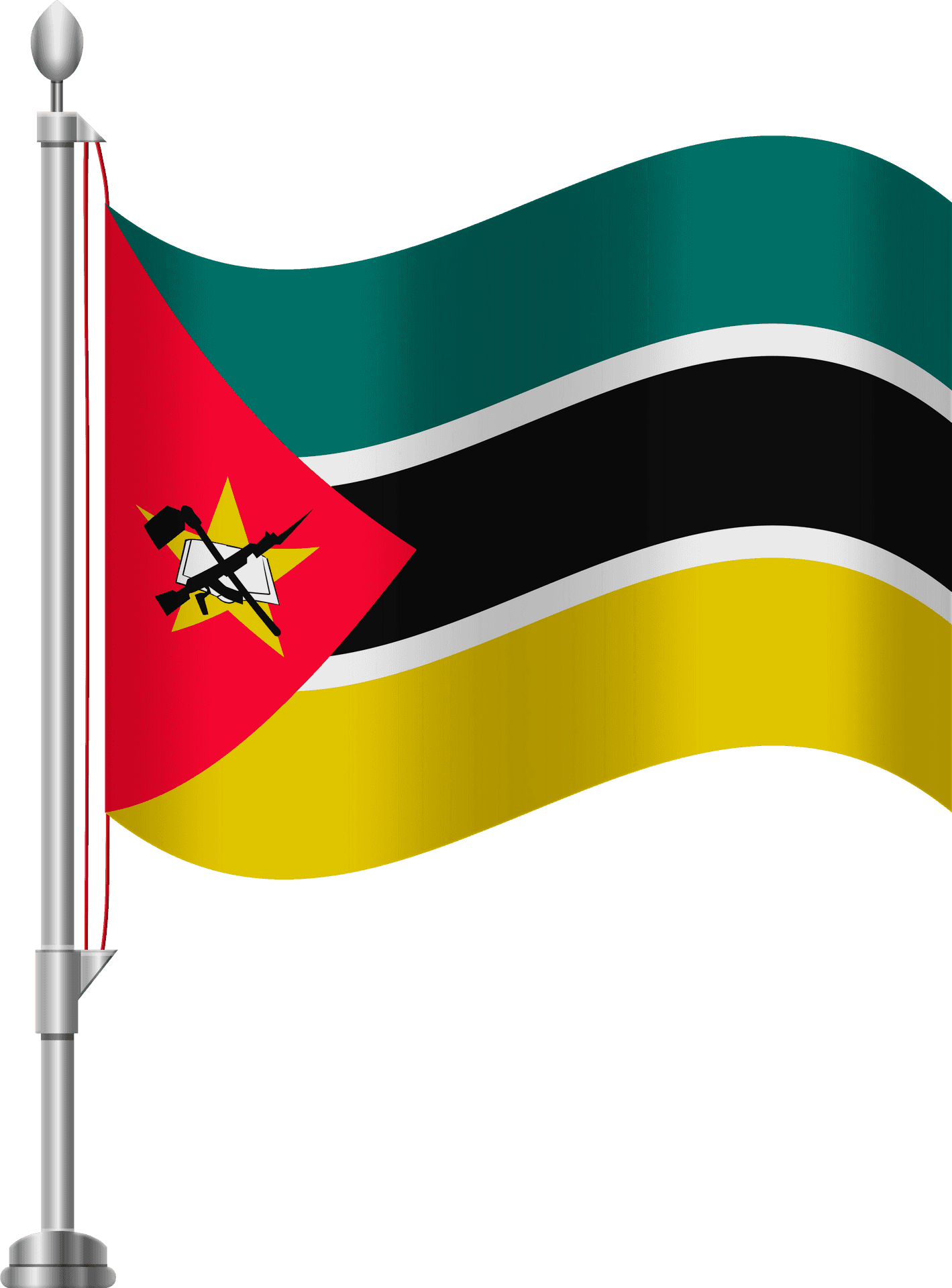 Mozambique National Flagon Pole PNG