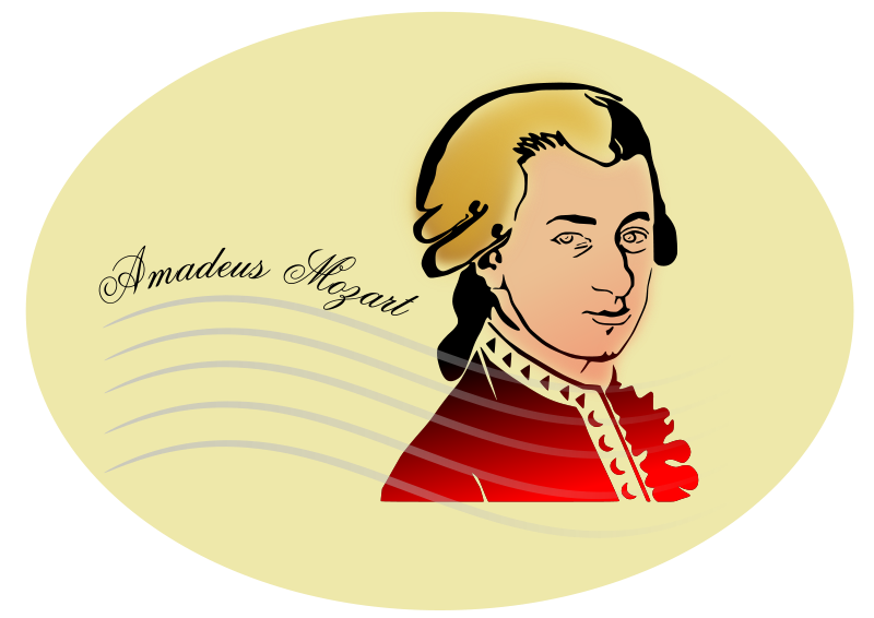 Mozart Cartoon Portrait PNG