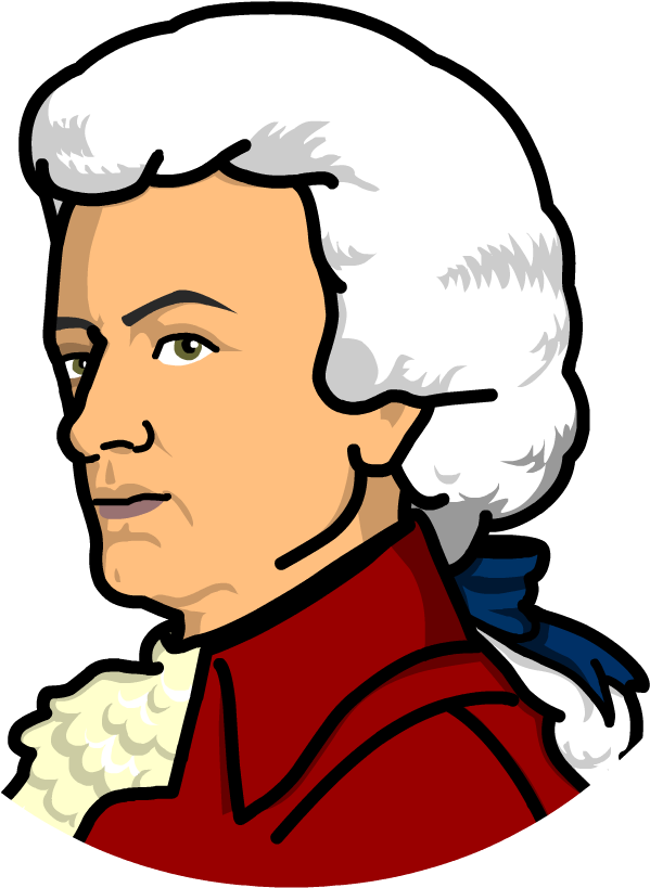Mozart Cartoon Portrait PNG