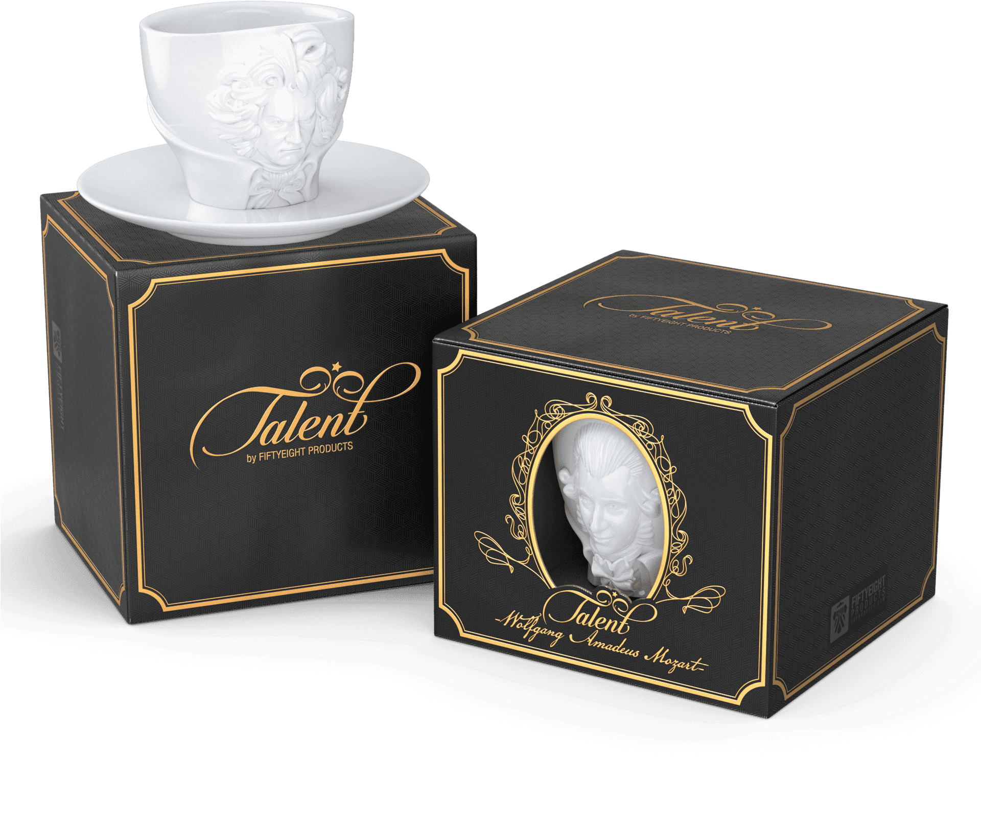 Mozart Inspired Cupand Packaging Design PNG