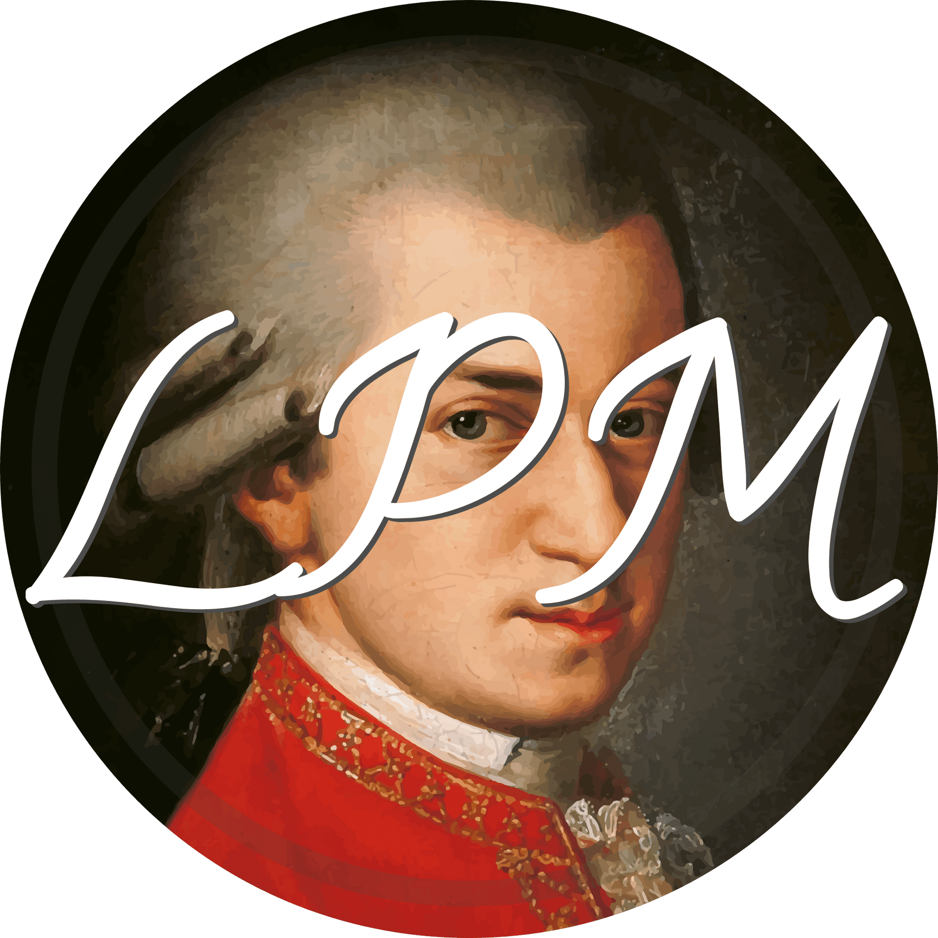Mozart Portraitwith Initials PNG