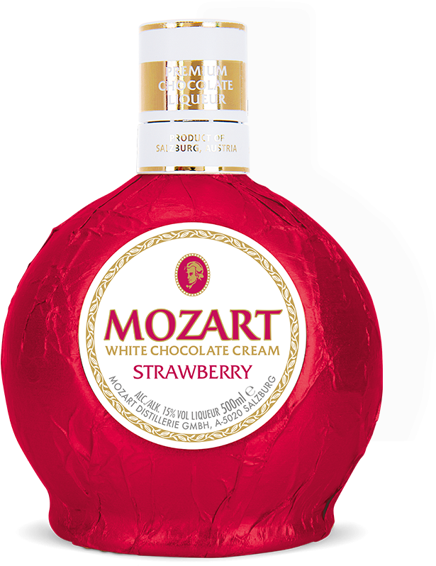 Mozart White Chocolate Strawberry Liqueur Bottle PNG