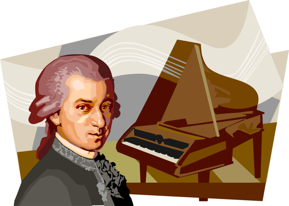 Mozartand Piano Illustration PNG