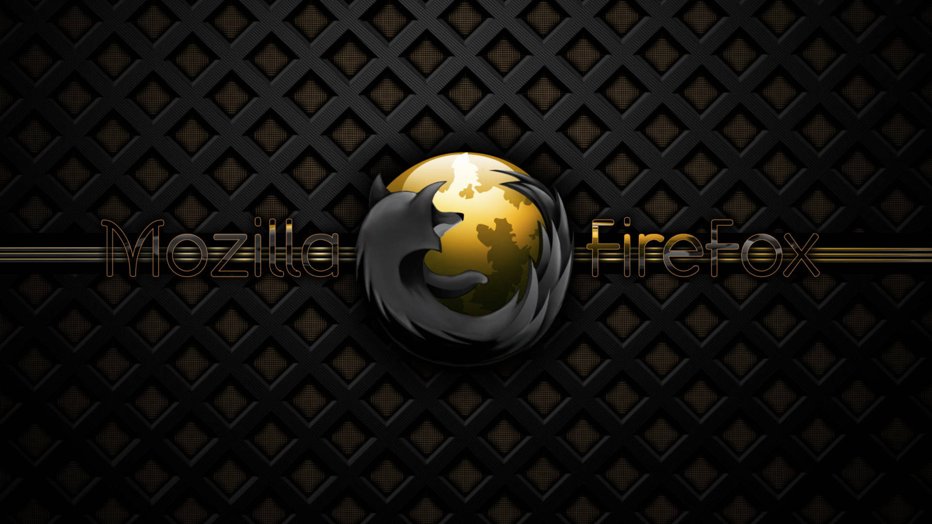 Mozilla Firefox I Sort og Guld. Wallpaper