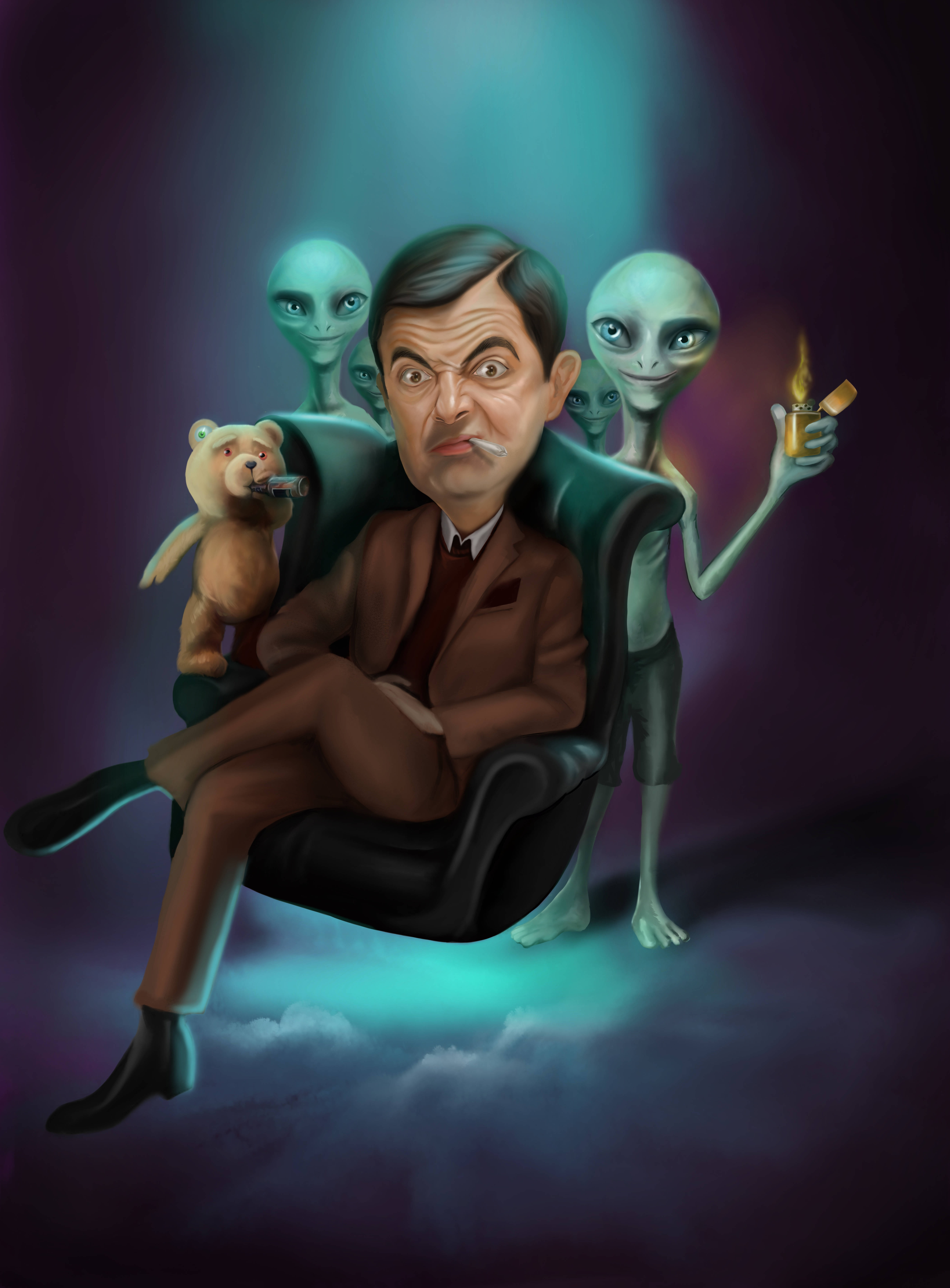 Download Mr Bean 4k Alien Art Wallpaper 
