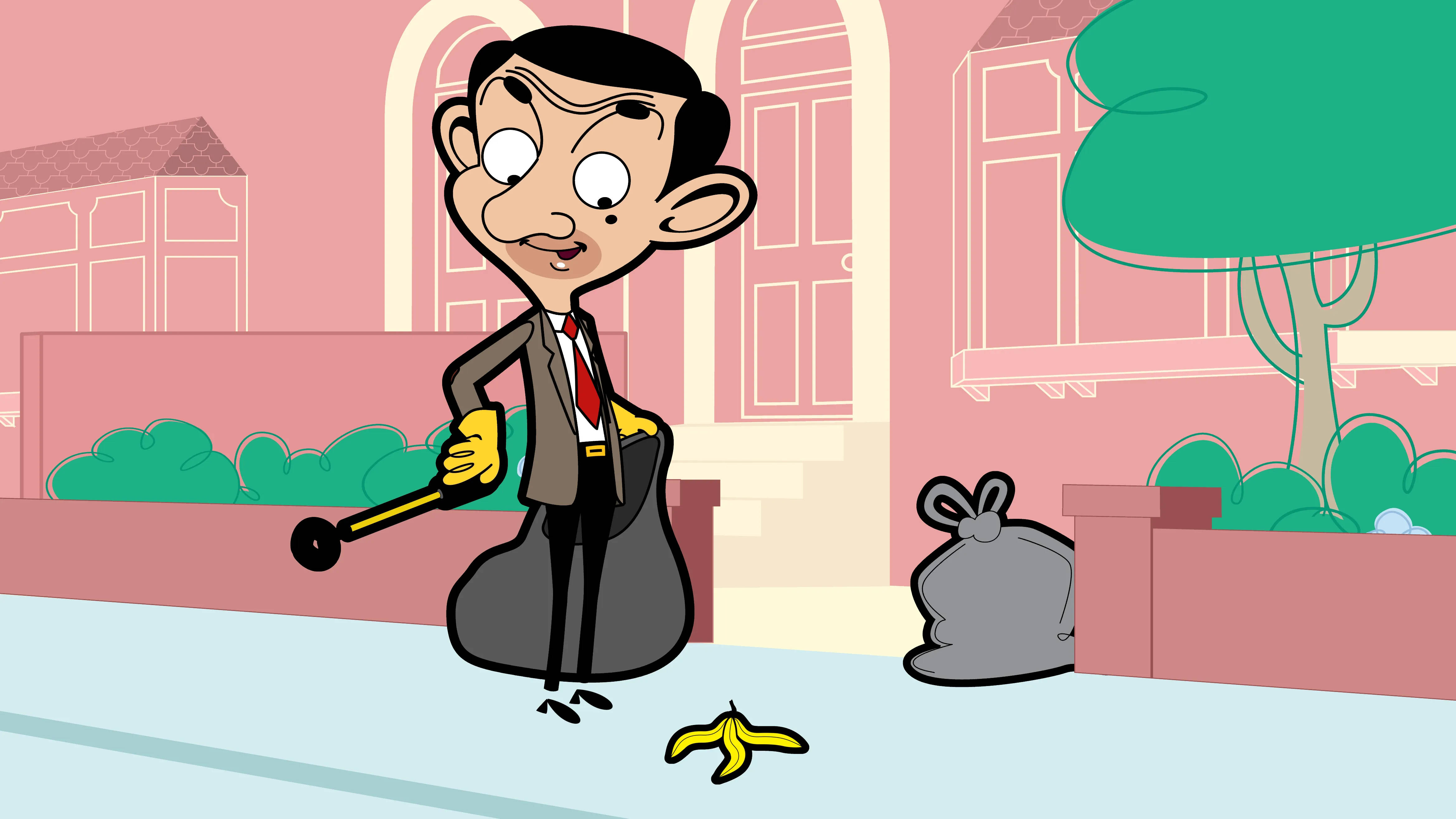 Mr Bean 4k Banana Peel Wallpaper