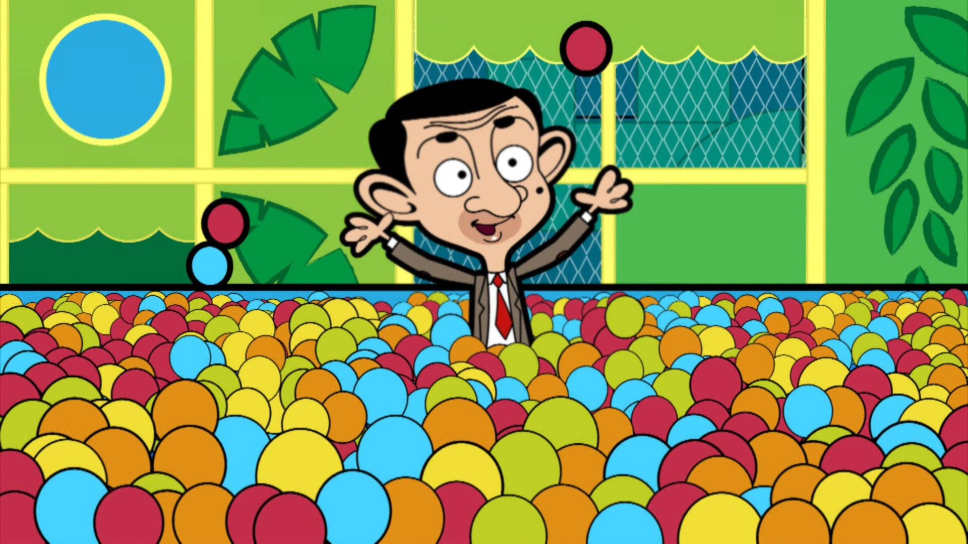 Mr. Bean At Ball Pit Scene Wallpaper
