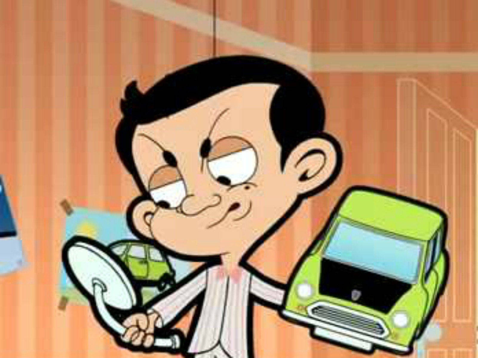 Mr. Bean Cartoon Confused Toy Background